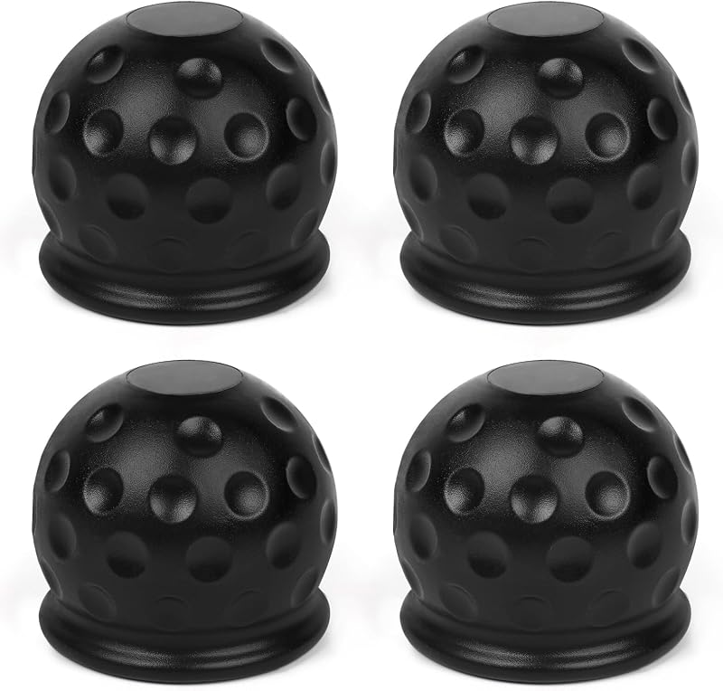 AOHEWEI 4 Pezzi Copri Gancio di Traino, Cappuccio Protettivo in Gomma Morbida da 50 mm per Gancio di Traino per rimorchi, roulotte e Camion, Nero