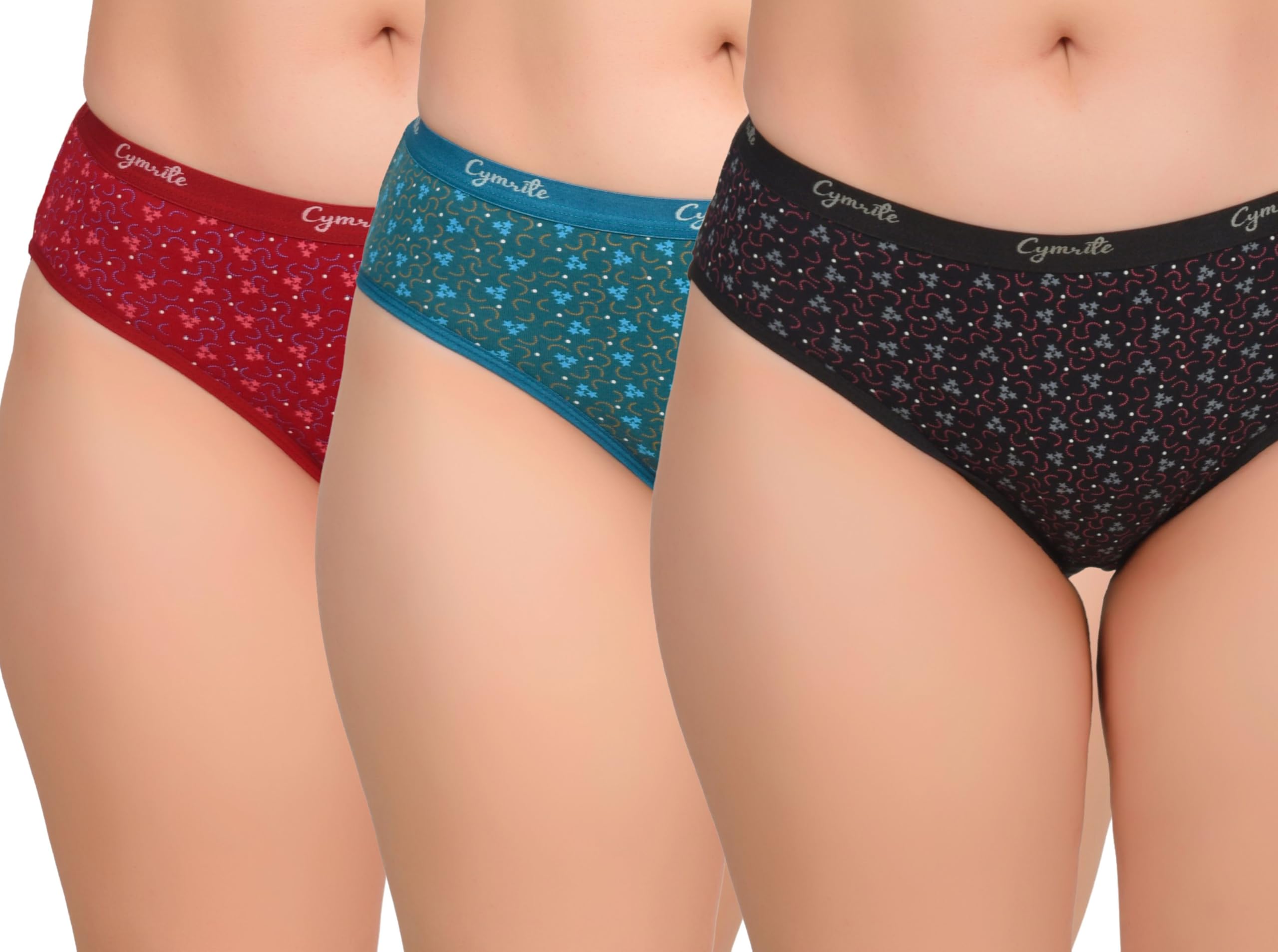 Women’s Cotton Panties Soft Breathable Mid Rise Multicolour Everyday Comfort InnerUse_Pack of 3_Star Dark_Parent-picture-46