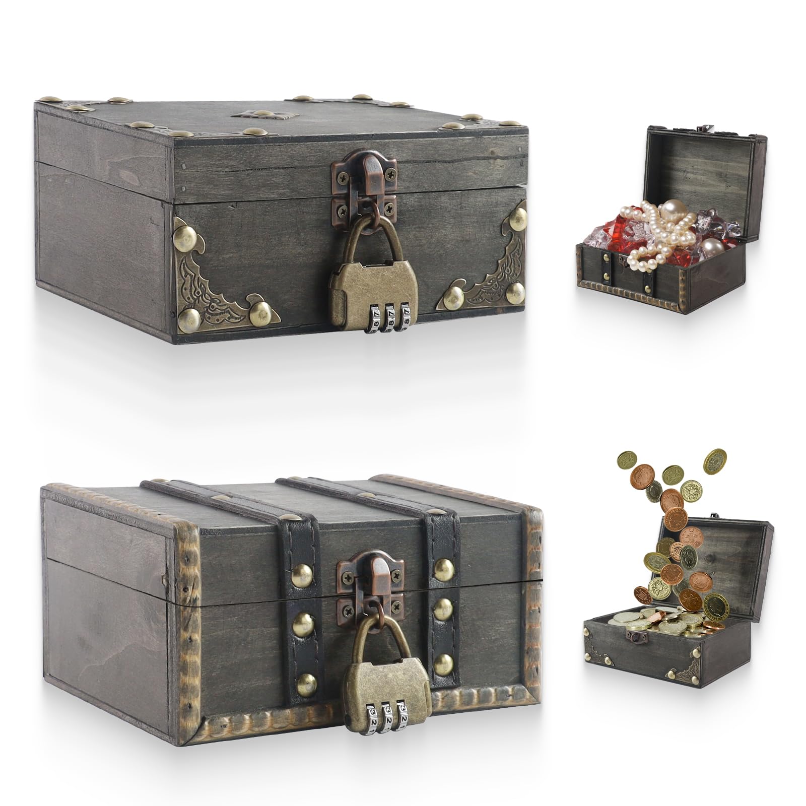 Coffre Bois Boite En Bois Vintage Boite Bois Coffre Tresor Bois 15*10*10 Cm Boite Avec Cadenas