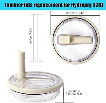 Straw Lid Replacement for Hydrojug Traveler 32oz Water Bottle With Handle(ONLY) Cream) 2 Pack