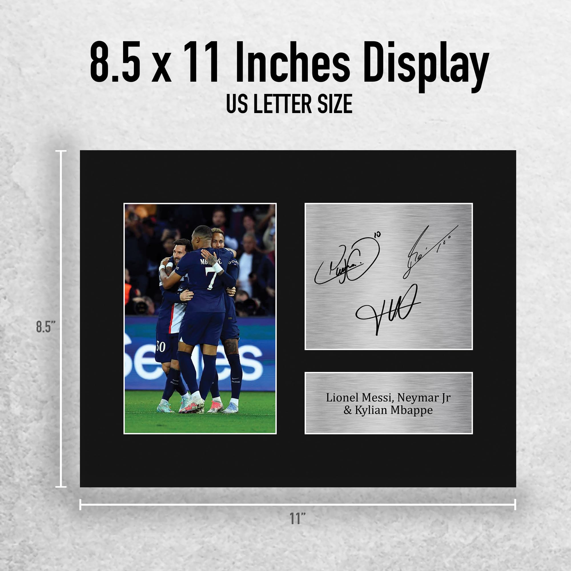 HWC Trading Lionel Messi, Neymar Jr & Kylian Mbappe Paris Blue and Reds Gifts Printed Signed Autograph Picture for Football Fans and Supporters - US Letter Size