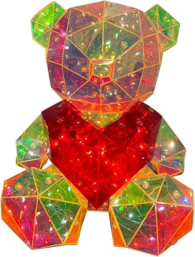 Luz LED de oso de cristal en forma de corazón, decoración de oso de peluche, el mejor regalo para niñas, mamá, cumpleaños, día de San Valentín, con