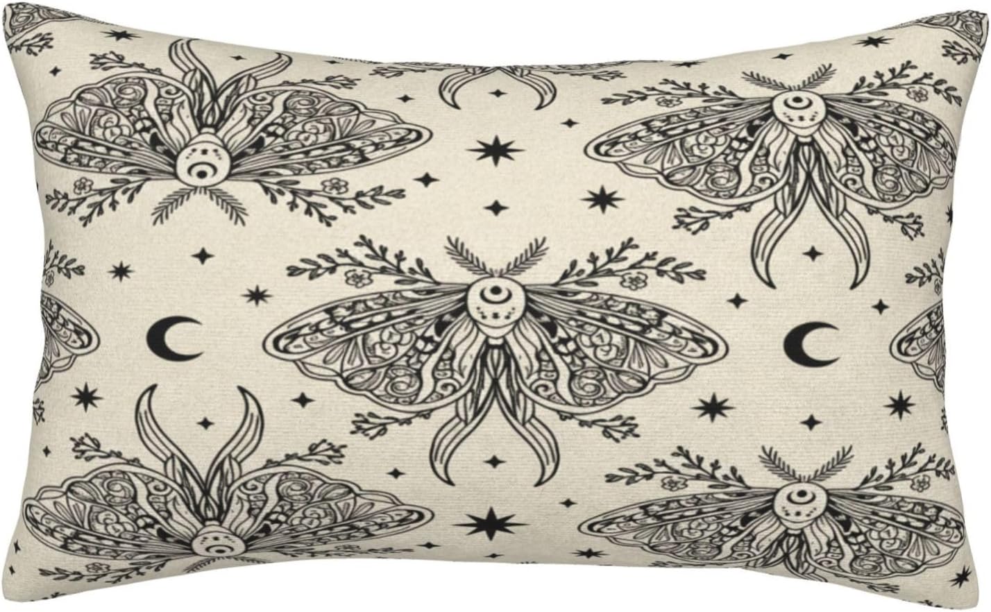 Throw Pillow Covers 16x24 Inch, Celestial Moth Both Sides Soft Decorative Rectangular Cushion Case with Zipper - Aesthetic Home Decor for Living Room Couch Bed Sofa Farmhouse Car