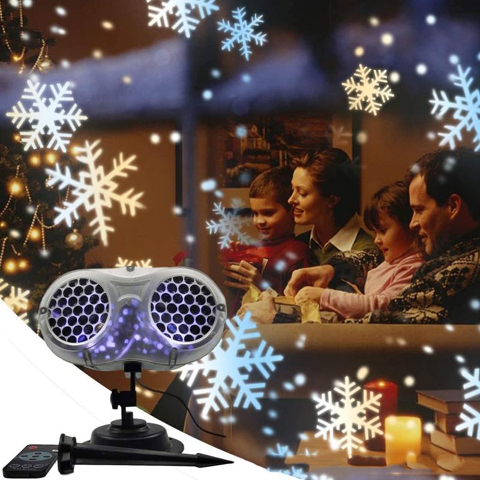 Proiettore di Luce per nevicate, Fiocco di Neve Natale LED Proiettore olografico Luce Notturna Telecomando Funzione Timer per Natale