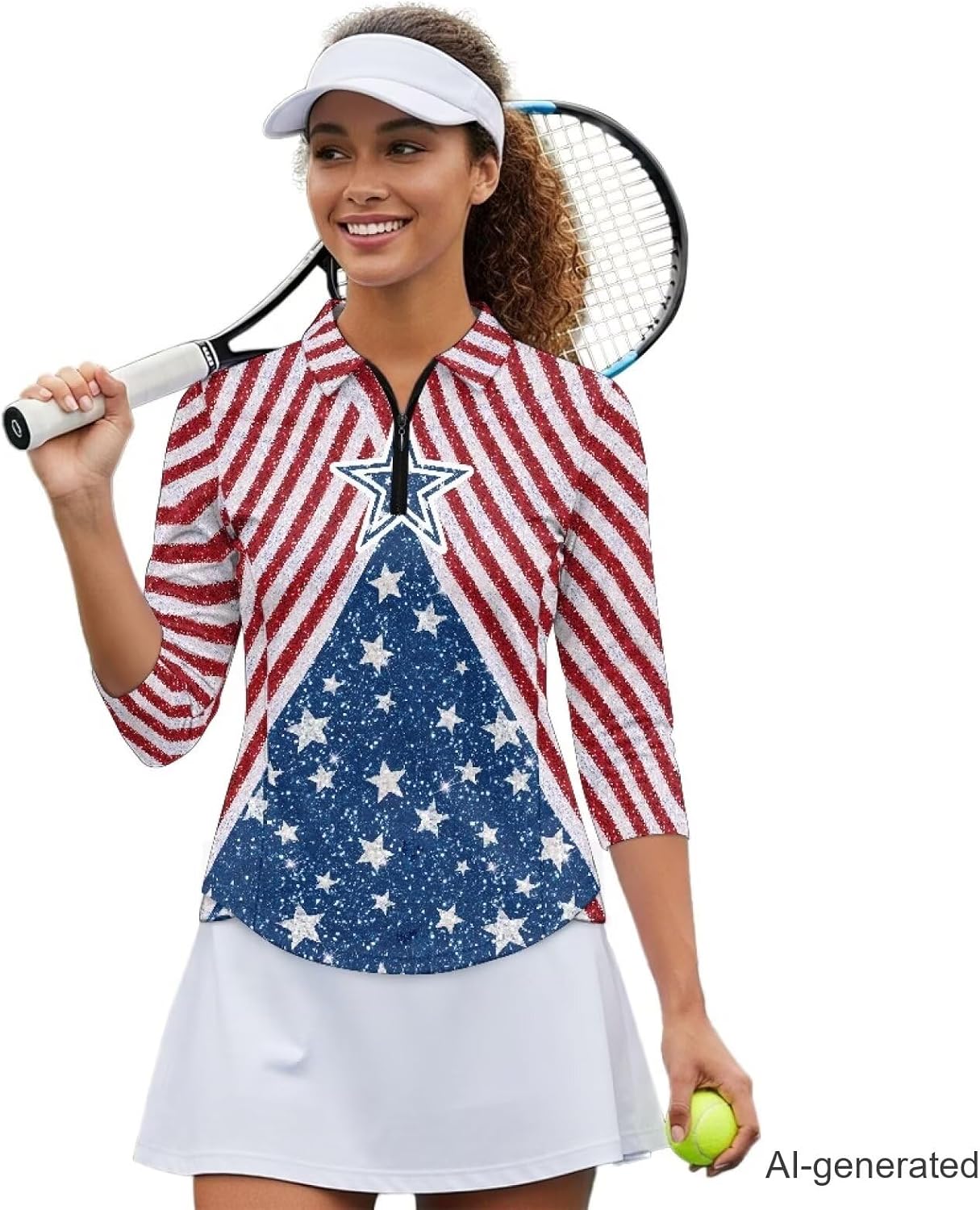 Women's Collared Polo Shirts 3/4 Sleeve Golf Tops Outfits for Womens Casual Soft Shirt Tennis Tops Slim Fit Blouse