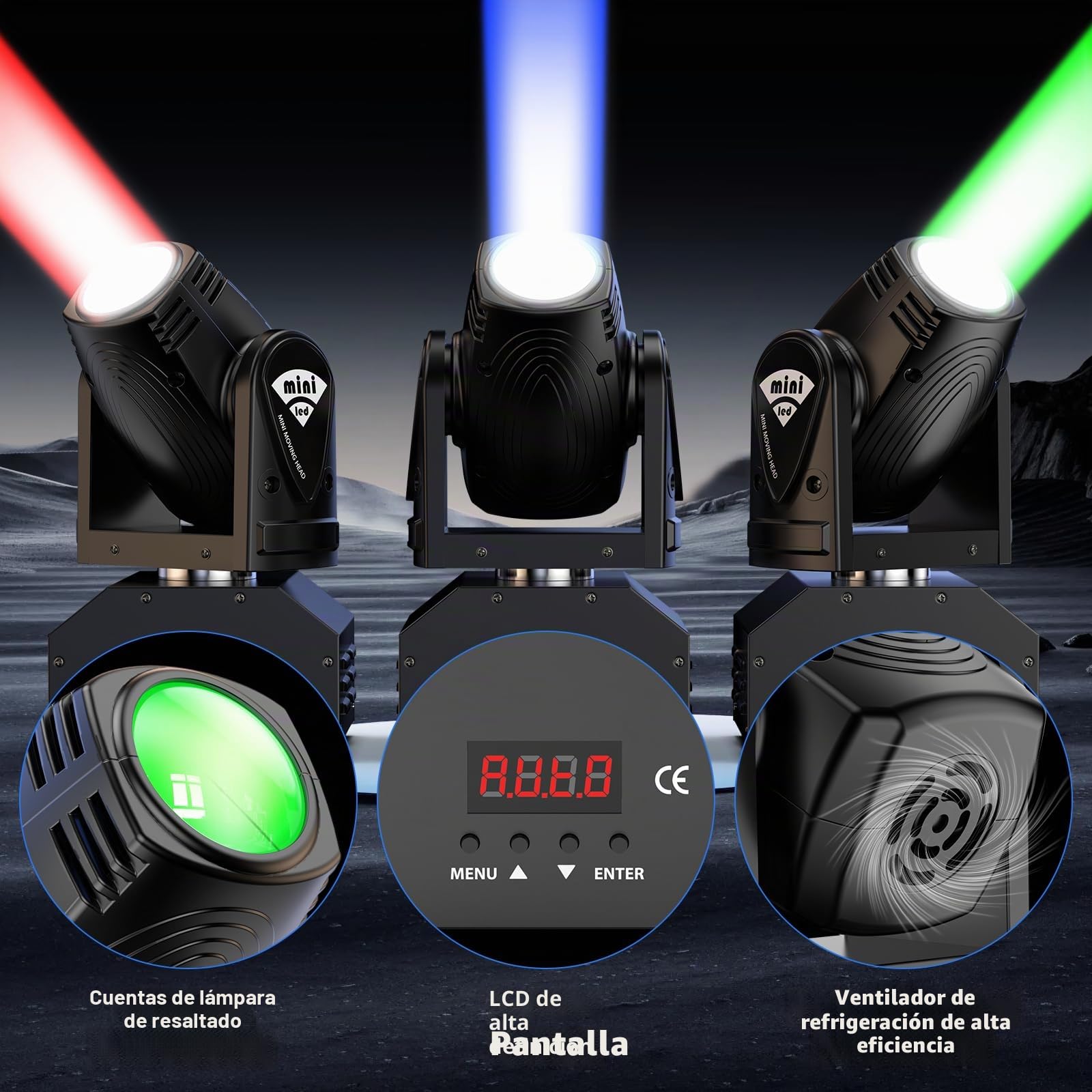 2 Piezas Cabezas Moviles Beam LED RGBW Cabeza Móvil Luz de Escenario Lámpara Moving Head d-mx512 para KTV, Bares, Clubes, Actuaciones, Bodas