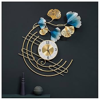装飾アート付き金色壁掛け時計 Amazon.co.jp: 壁掛け時計 モダンアートクロック 大型金属時計