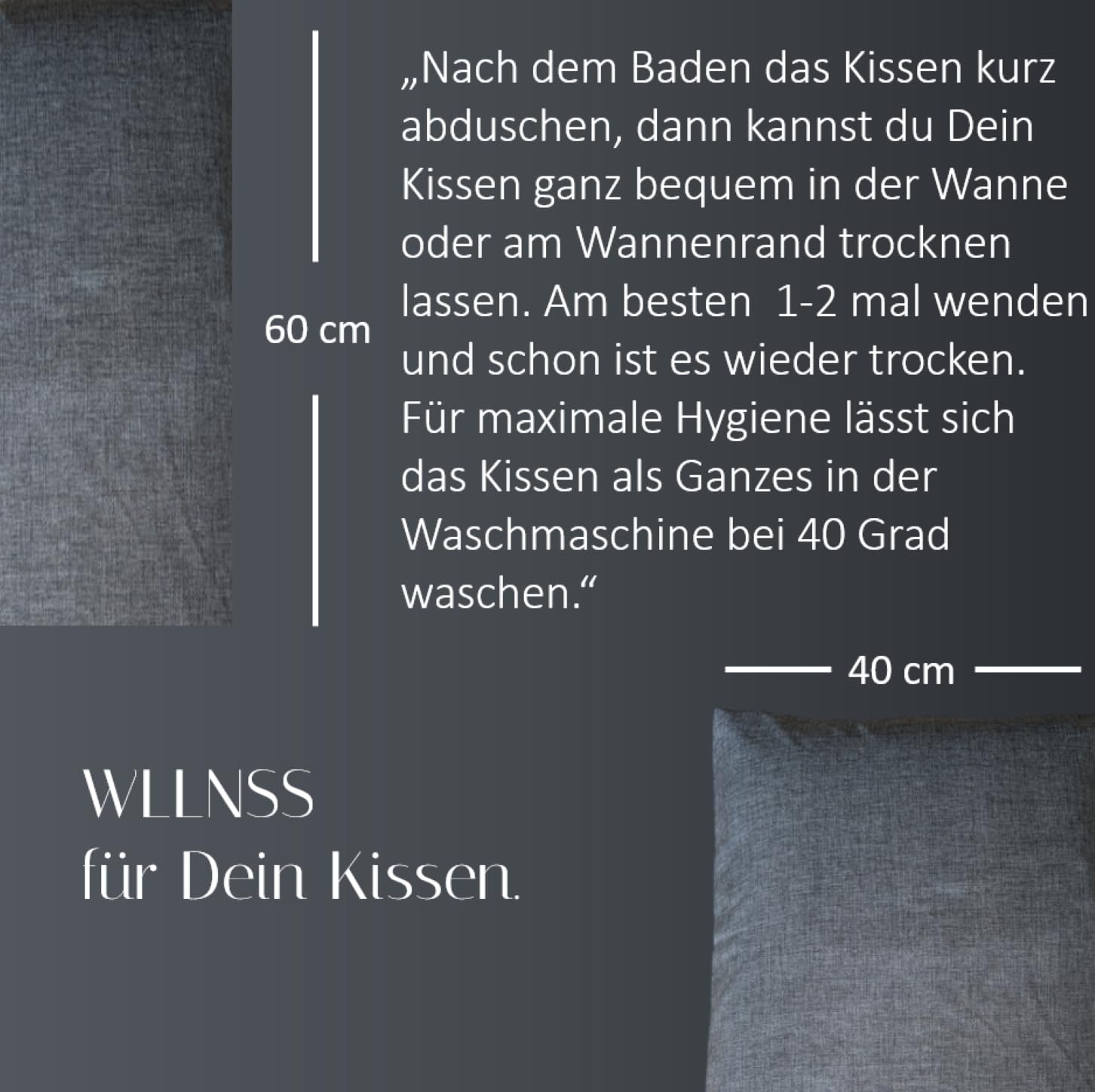 Badewannen Kissen Made in EU - grau 60 x 40 cm - schnell trocknendes Premium Badewannenkissen mit ergonomischer Kopfstütze Wanne für Kopf Nacken Rücken Ganzkörper