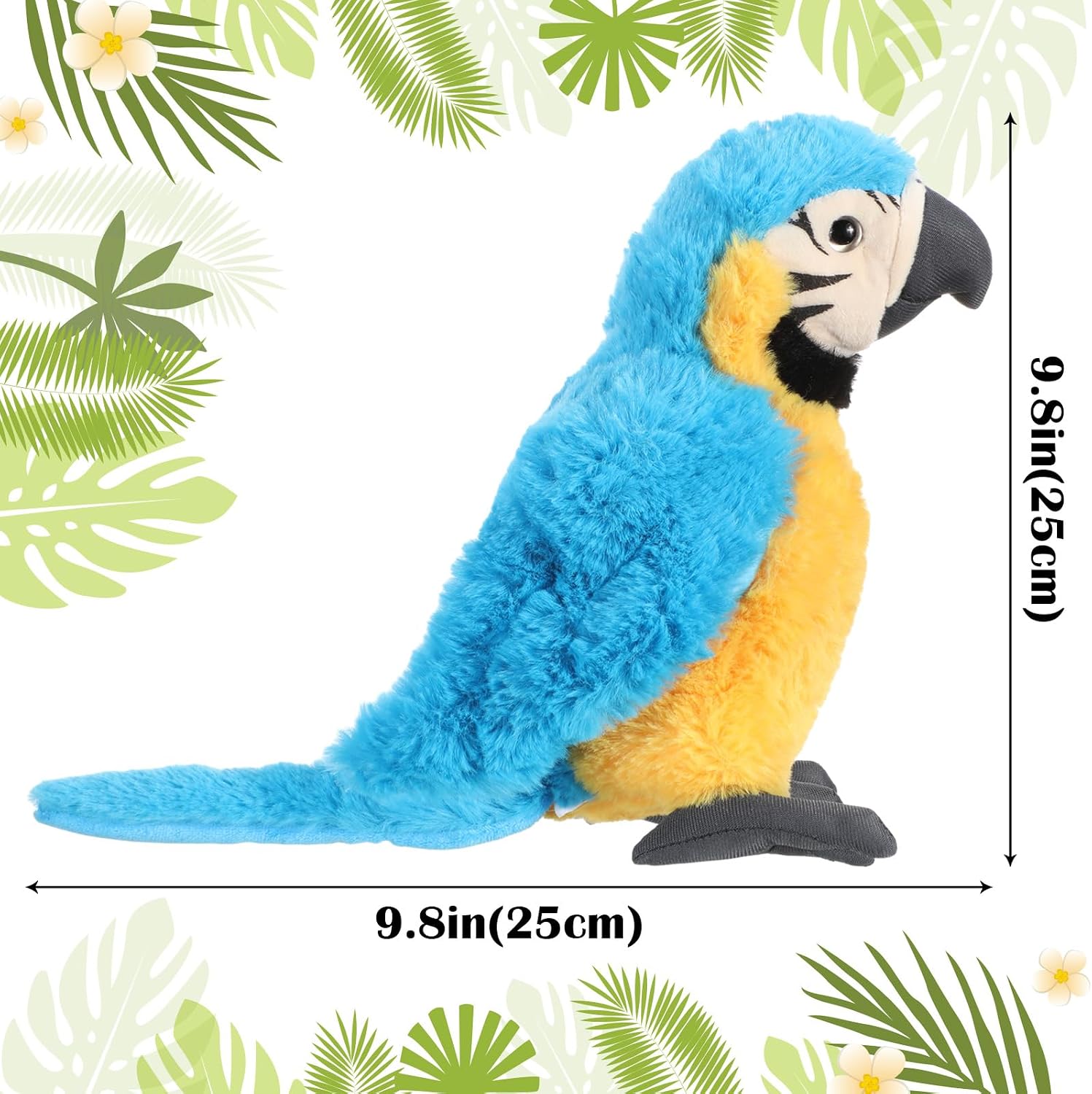 Jexine 9.8 Inch Macaw Parrot Stuffed Animal, Parrot Plush Toy,Blue image 2