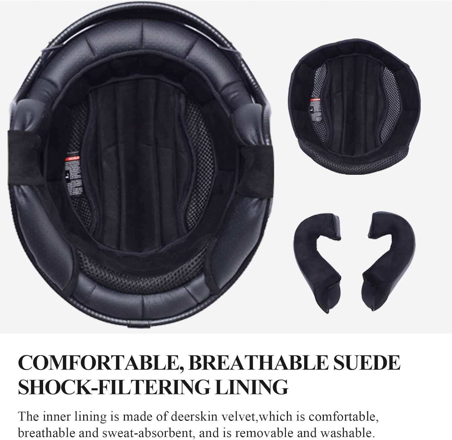 Kaese Carbon Fiber Open Face Retro 3/4 Motorcycle Helmets with Sun Visor Men Women for Motorbike Cruiser Chopper Moped Scooter ATV DOT Approved