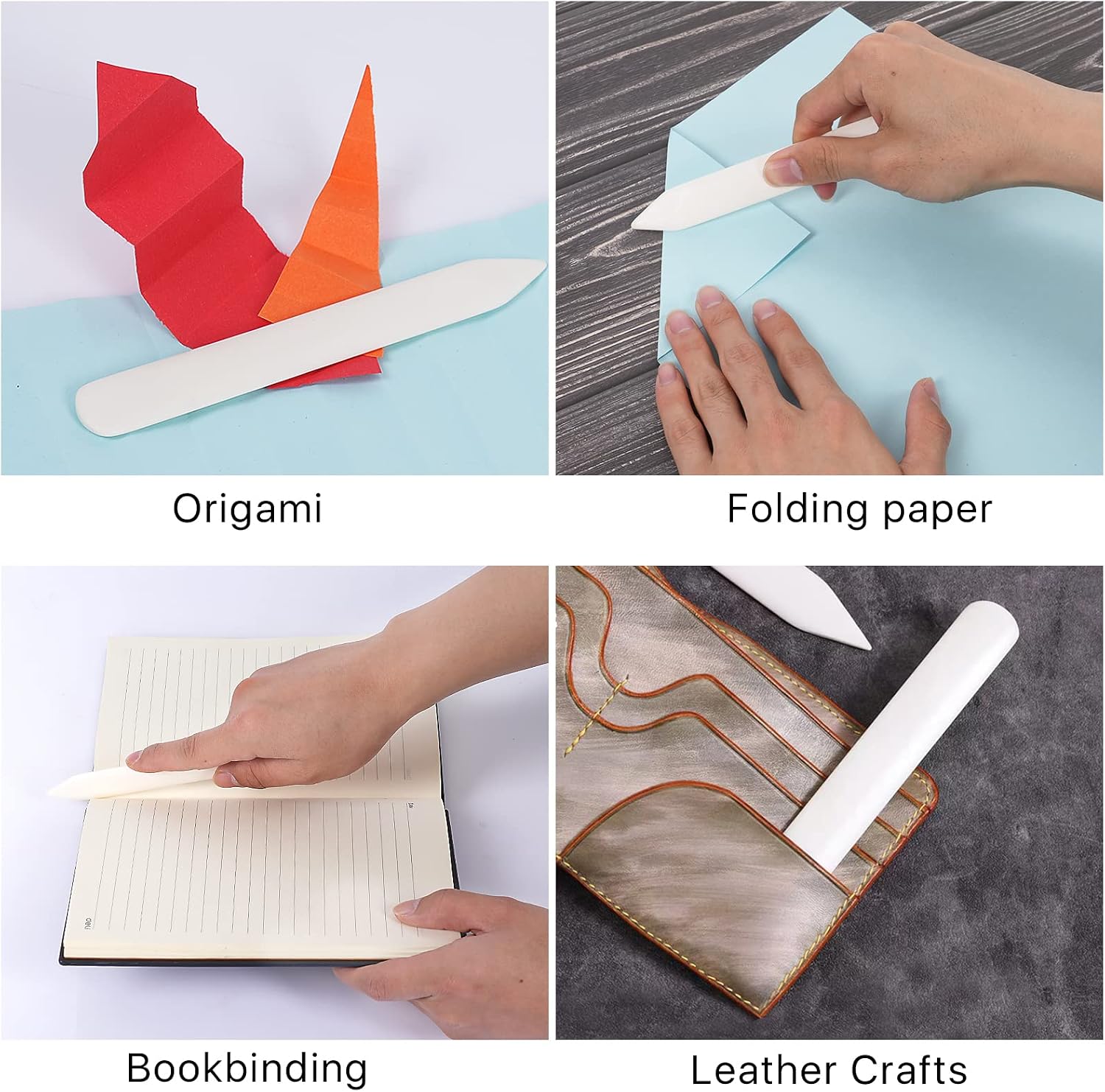 Genuine Bone Folder Tool for Paper Crafts Origami Paper Bookbinding and Leather Crafting (2 Pcs)