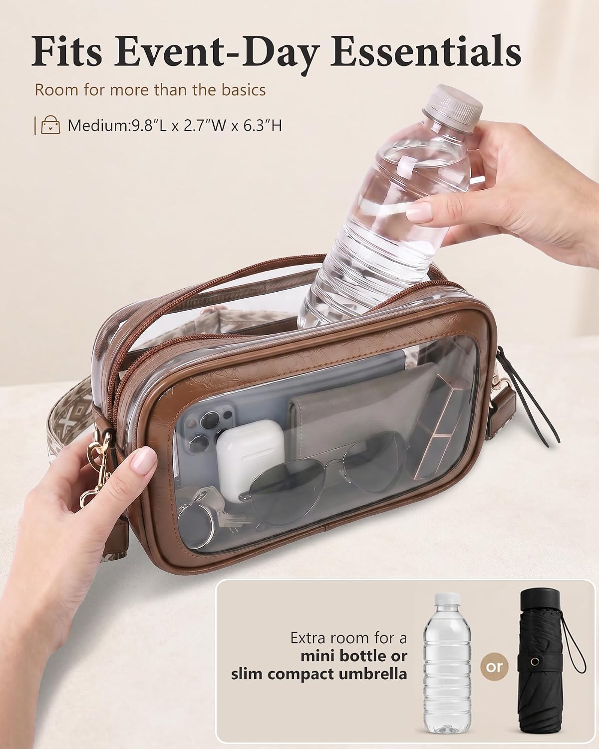 Wuflyover Clear Bag for Stadium Events, Clear Crossbody Purse for Women