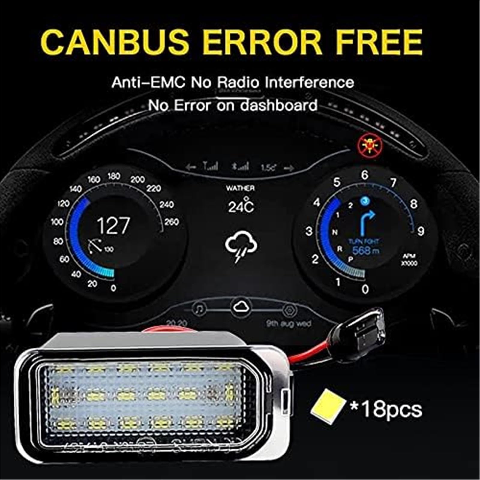 Lot de 2 lampes d'éclairage de plaque d'immatriculation for Ford Ranger, Grand CMax, SMAX, BMax, Focus, 2 et 3, Fiesta, 6 et 7, Kuga, 1 et 2, Mondeo, 4 et 5 Éclairage de plaque d'immatriculati
