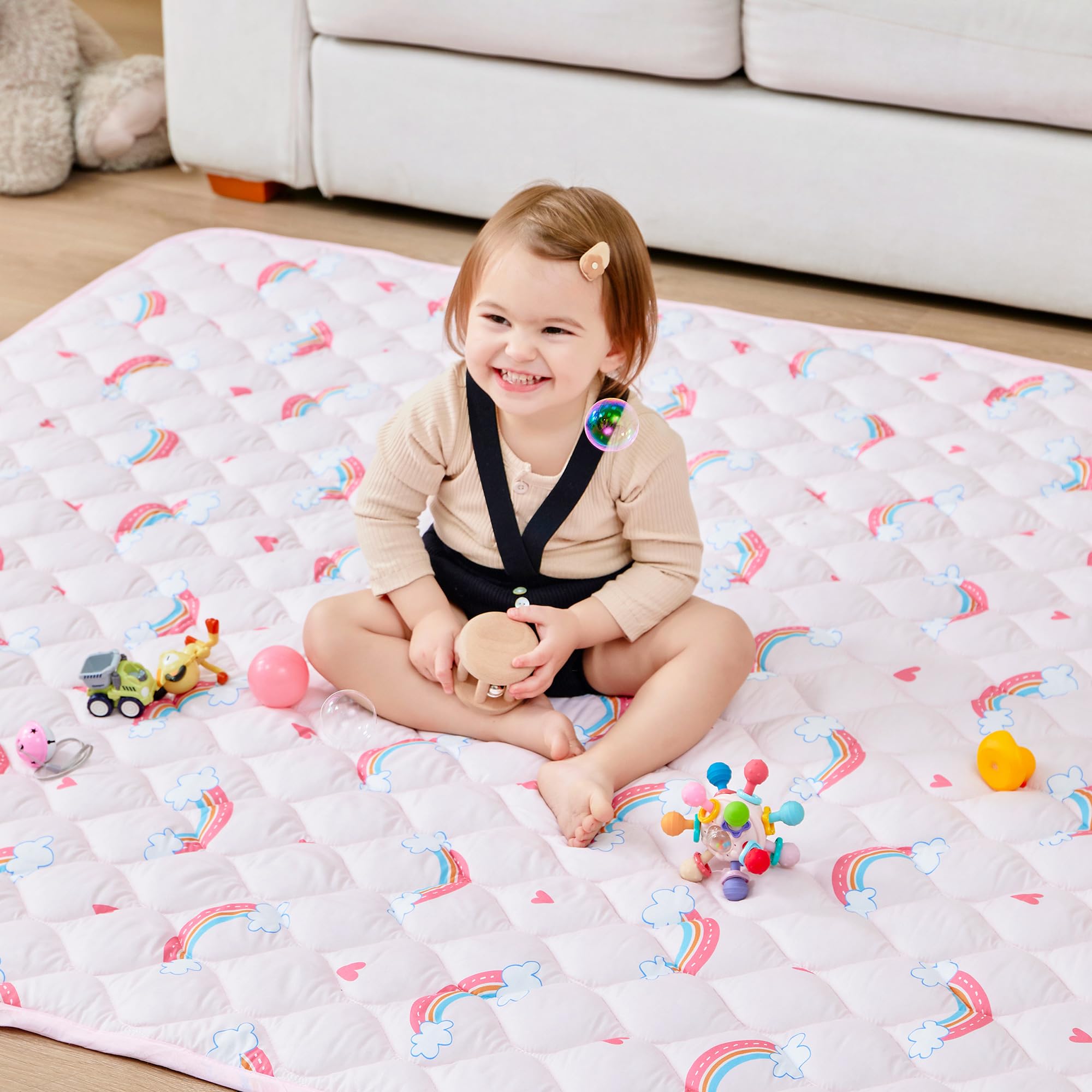 Baby Play Mat, Extra Large&Thick Baby Mat for Floor, 50 x 50 Play Mat for Baby， Foldable Padded Baby Floor Mat