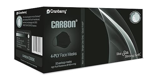 Cranberry USA C2900Kcase - Mascarillas faciales de carbono con diseño de arándano, color negro (paquete de 400)