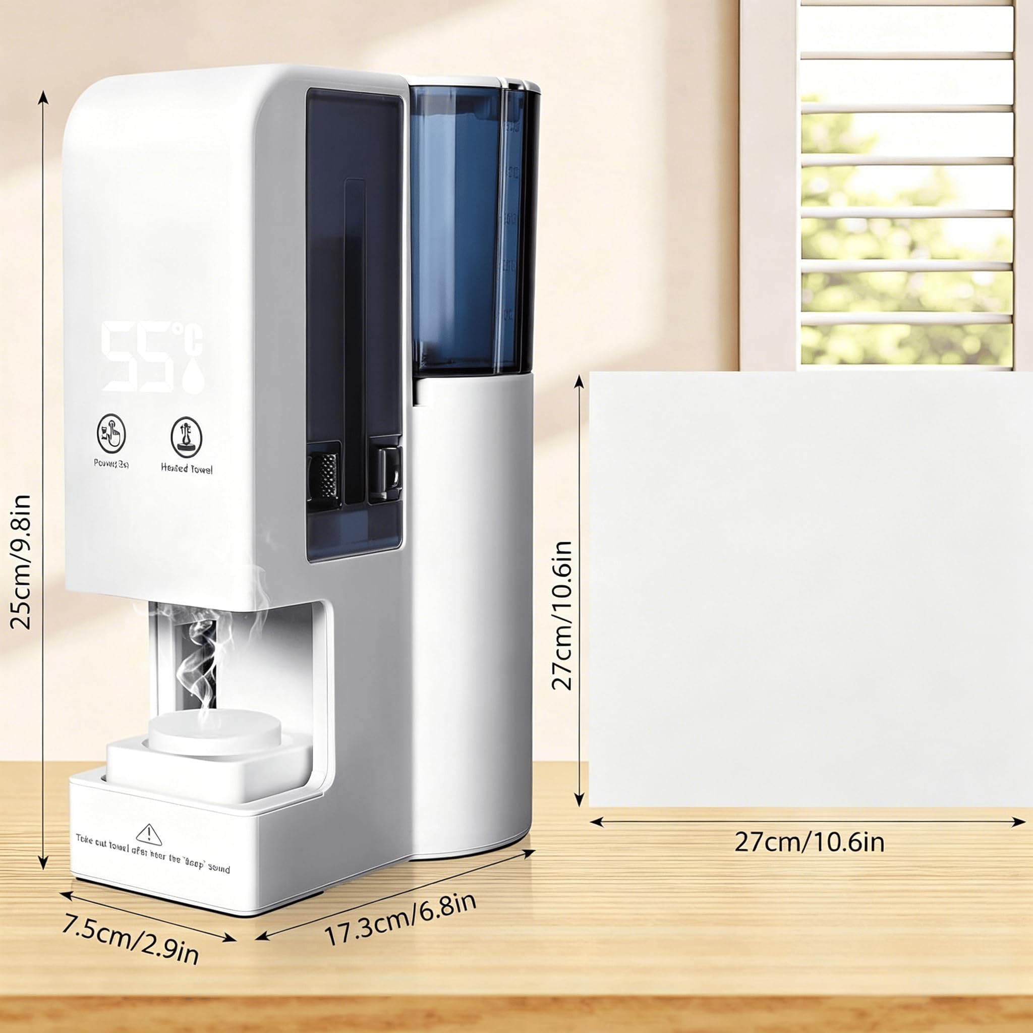600 W Handtuchwärmer als Spender für heiße Handtücher, 500 ml Wassertank, 40 komprimierte Handtücher und 55 °C Dauerthermostat für Spa-Bereiche,Towel Warmer + 40 Towels