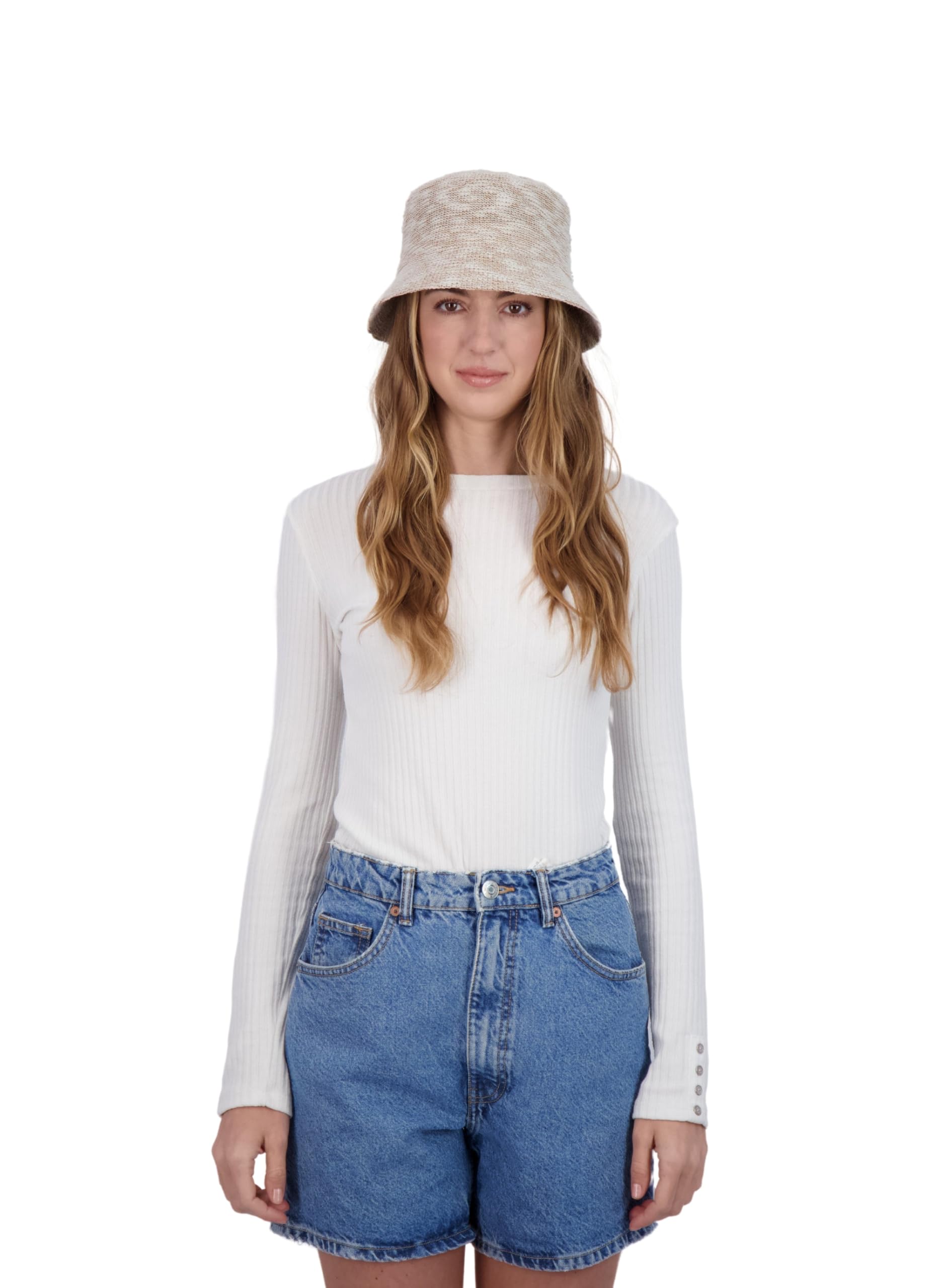 Banana Boat Women's Fashionable Slub Yarn Bucket Hat with Rope Trim - Packable Hats for Women, Ivory