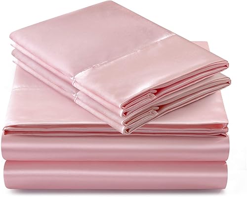 Miniatura 146 de SiinvdaBZX - Juego de sábanas de satén de tamaño individual, 3 piezas ultra sedosas, suaves, de satén verde salvia con bolsillo profundo, 1 sábana