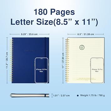 AuroPlanner Undated Daily Planner Notebook 8.5x11 Hourly Schedule Blue
