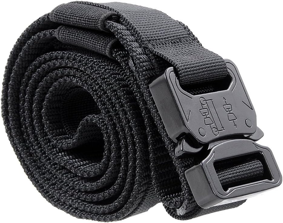 Motusamare 1000D Nylon Webbing Military Style Tactical Heavy Duty Belt, Black, Medium