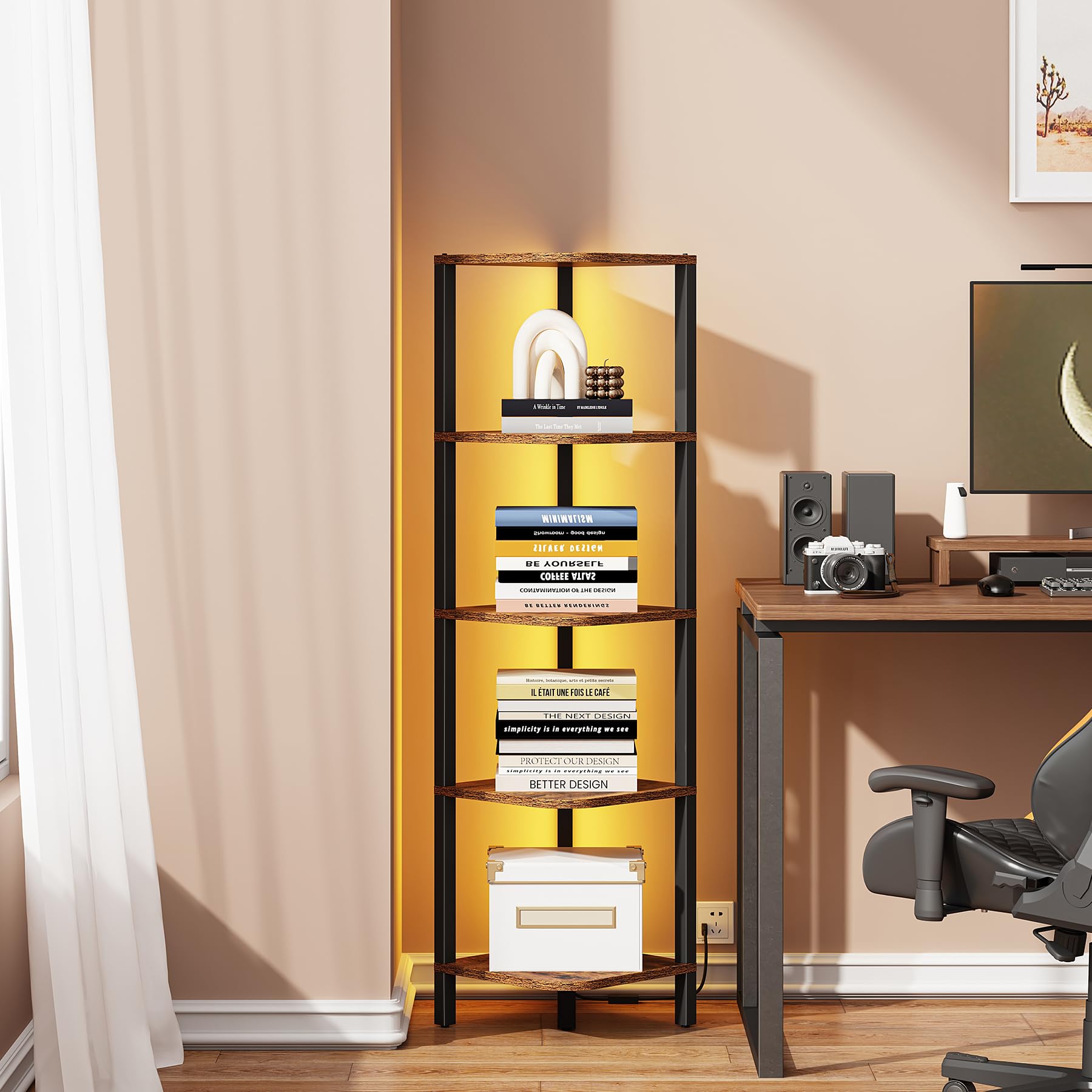 TUTOTAK LED Corner Bookshelf - Storage & Display -32