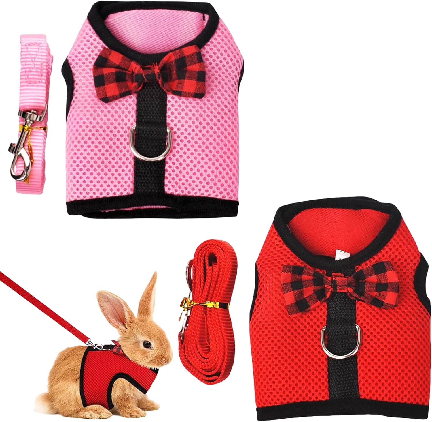 Hasenweste Geschirr Set - Verstellbar Für Kleintiere Mit Fliege