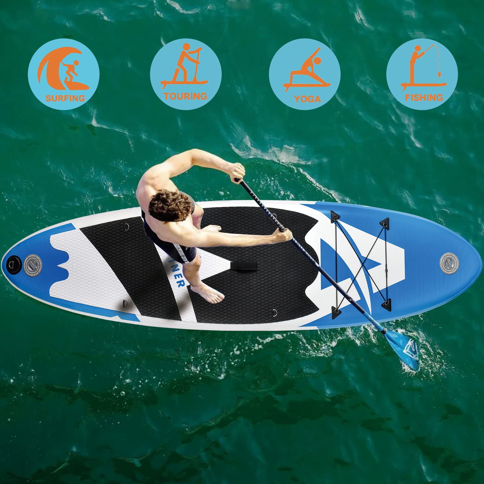 Aviner Paddle Gonflable 305x71x15 Cm – 150 Kg Max – Set Complet Avec Pompe Double, Pagaie, Sac, GoPro Compatible – Orange