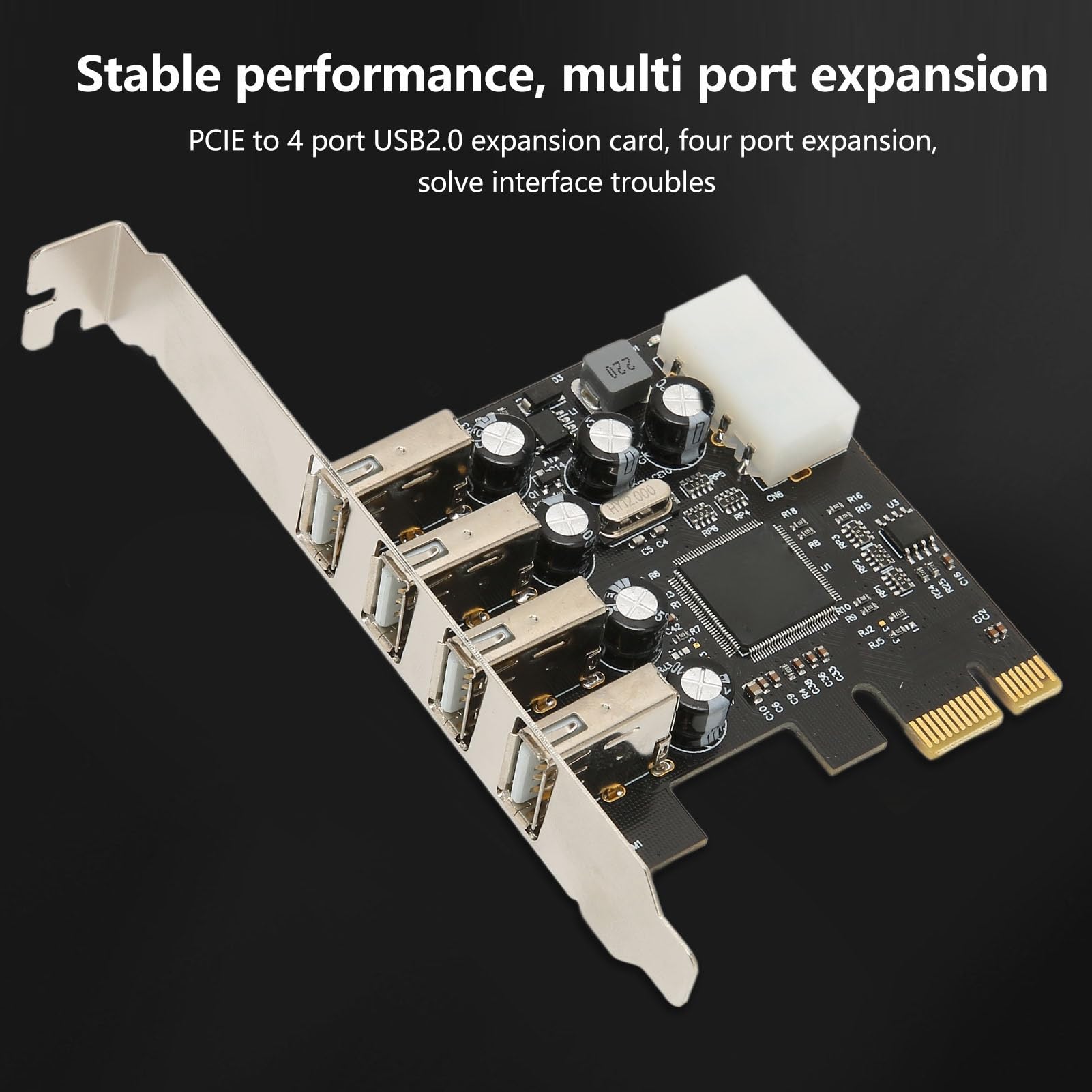 Karta Rozszerzeń PCIE na USB 2.0, 4 Porty PCI Express Wewnętrzny Kontroler Koncentratora USB 2.0, Karta Adaptera PCI Express Extender dla Komputerów Stacjonarnych dla 10/8/7, Linux, OS X