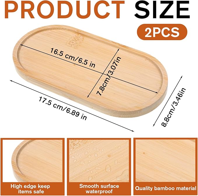 2 Bandejas de Baño de Bambú Ovaladas para Organización y Decoración miniatura 3