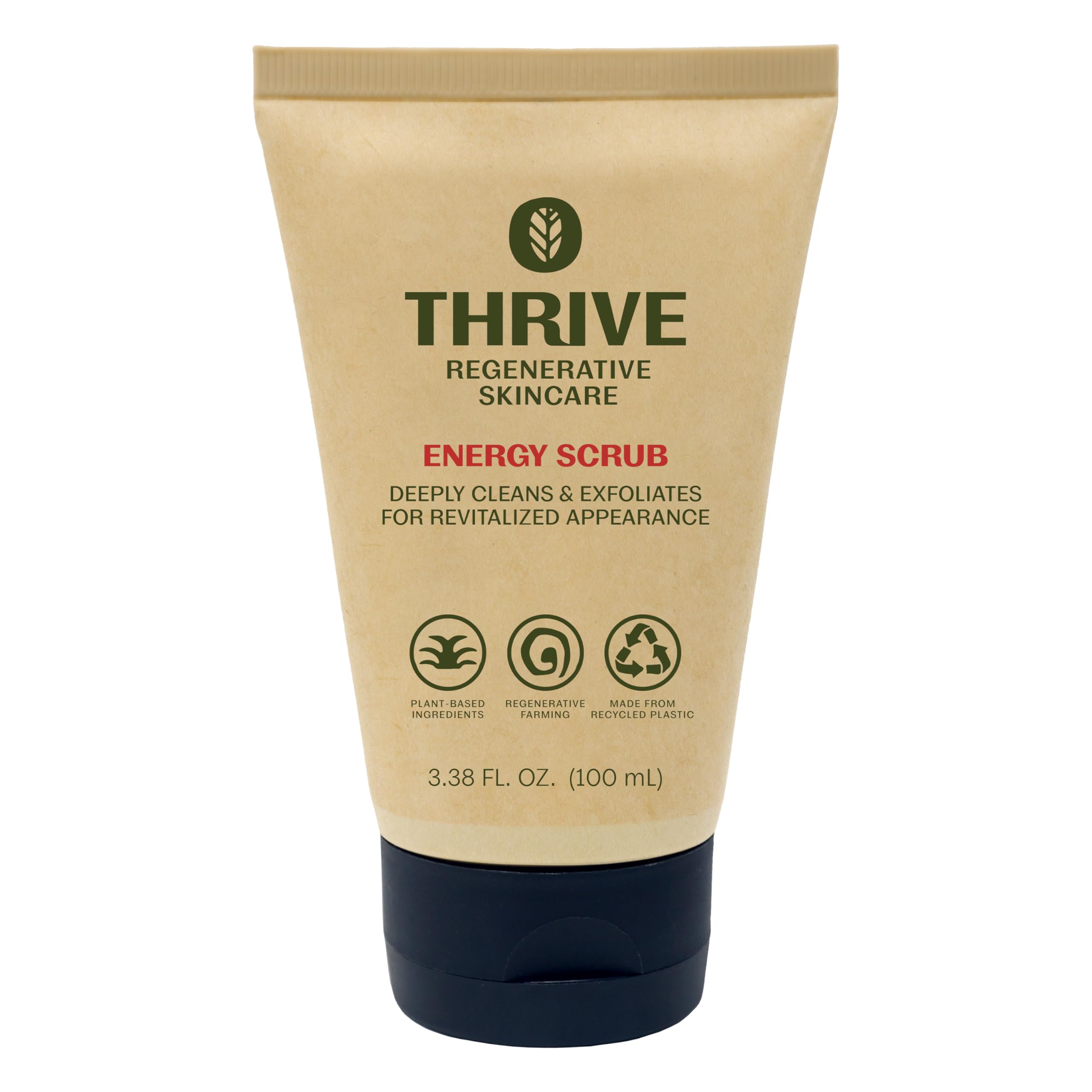 Thrive Natural Care Face Scrub - Gentle Exfoliating Face Wash Provides Deep Cleanse, Improves Skin Texture, Unclogs Pores - Vegan, Oil Free Exfoliator