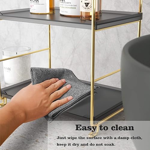 Miniatura 4 de Estante organizador de especias de 2 niveles para baño, estante de almacenamiento de encimera, estante de almacenamiento de cosméticos de pie