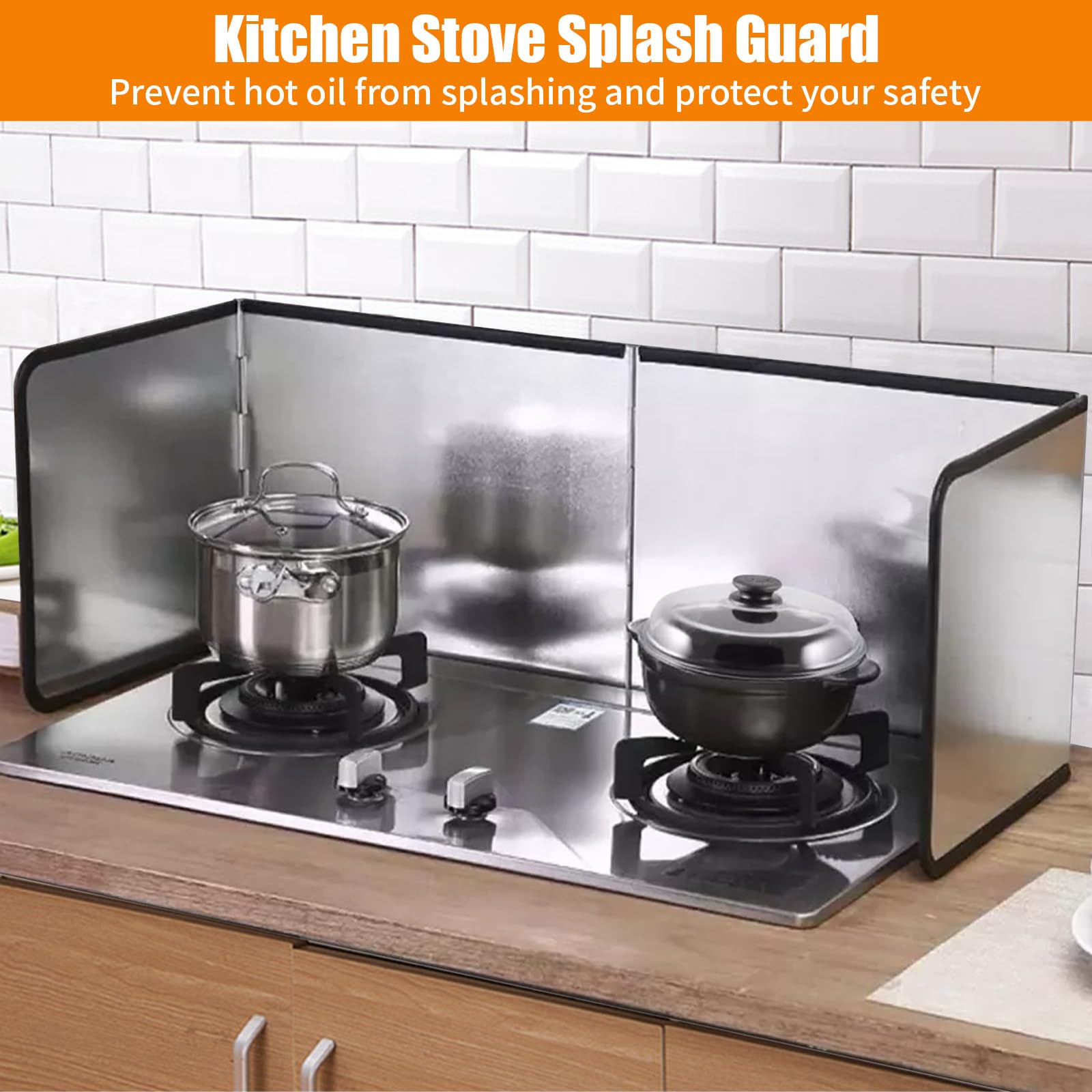 Paraschizzi Parete Cucina con Rivestimento Antiaderente, Pannello Paraschizzi 4 Lati Pieghevole, Pannello Protezione Schizzi Olio Fornello, Paraspruzzi Fornelli per Cucine Gas, Padella (76x29x30cm)