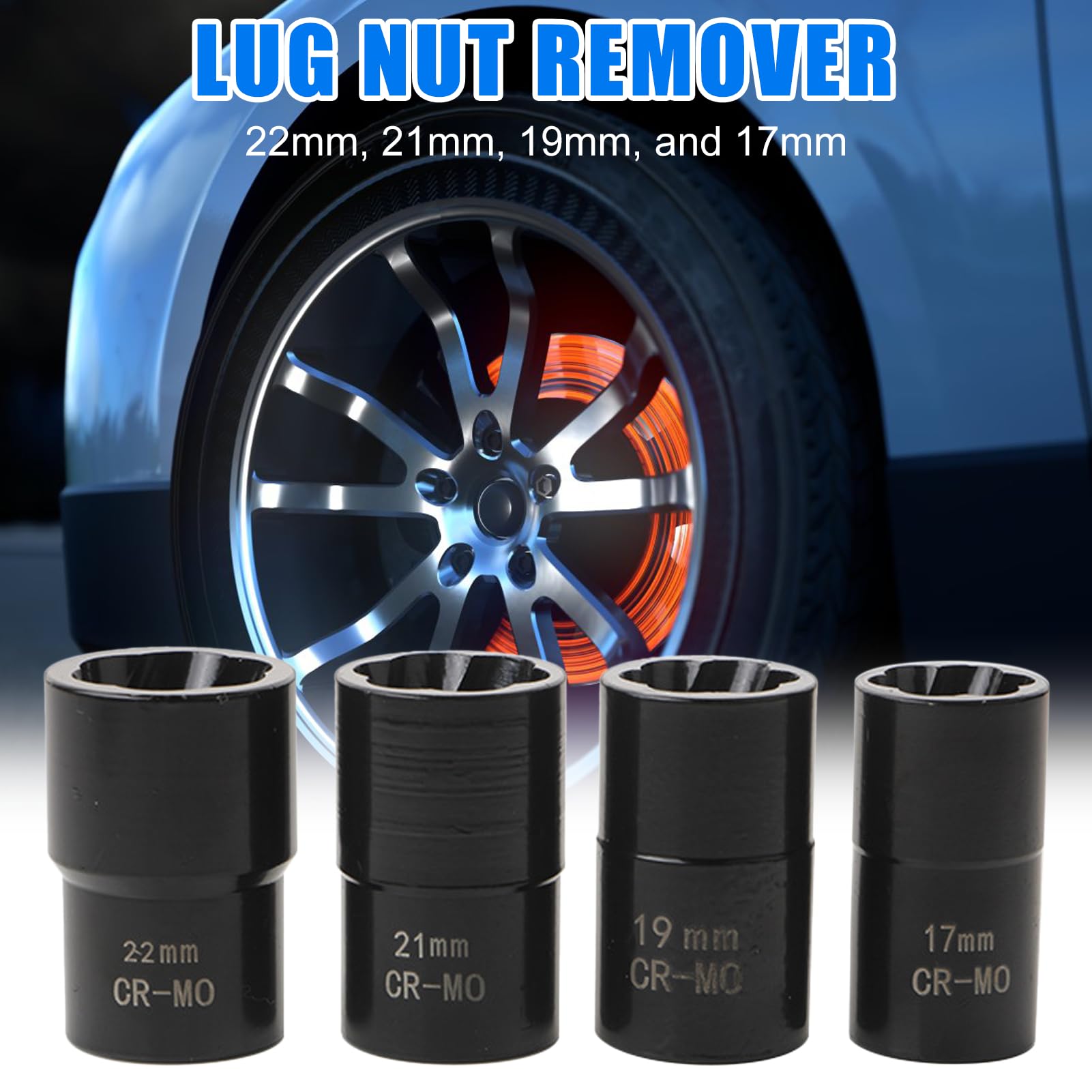 50mm Spline Lug Nut Key Set 5pcs Chrome Moly Steel Wheel Lock Remover AntiSlip Design Professional Grade for Shops DIY
