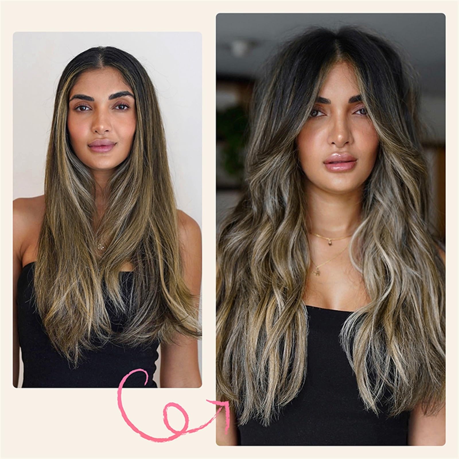 Clip nelle estensioni dei capelli Estensioni dei capelli 6 pezzi/set di fermagli for capelli sintetici in posticci spessi ondulati lunghi Estensioni dei capelli sintetici da 22 pollici Posticci ombre