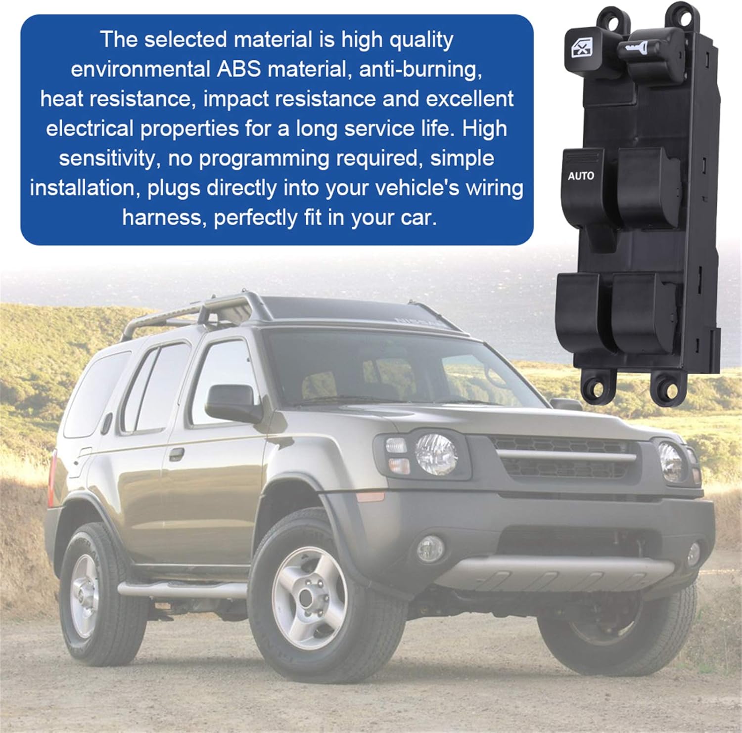 Power Window Switch Front Left Driver Side, Compatible with 98-01 Nissan Altima, 1998-2004 Frontier, 98-99 Sentra, 00-04 Xterra, Legacy, Outback, 03-06 Subaru Baja. Replaces 25401-9E000, 83071AE01B