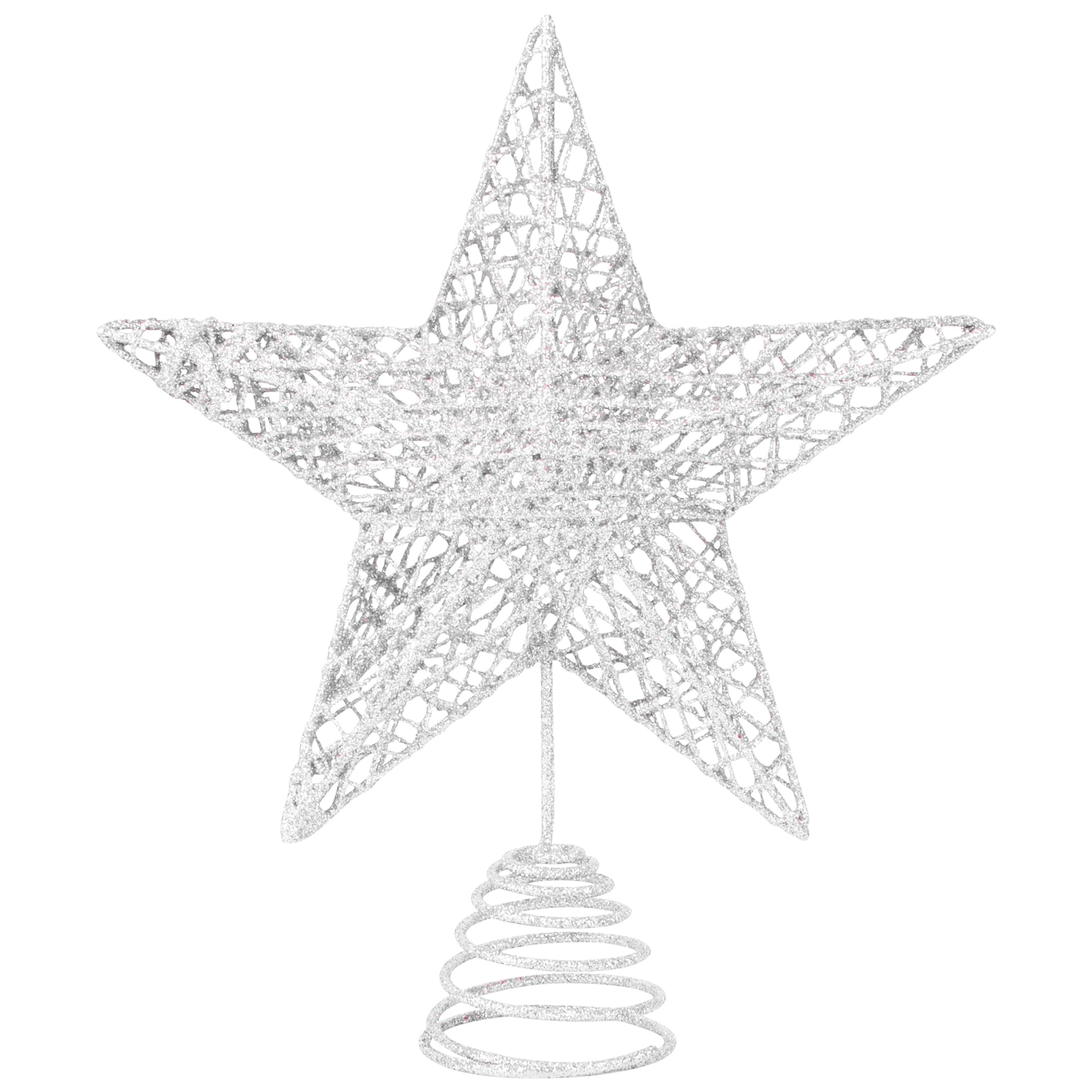 KEYIDO White Tree Star Christmas Tree Topper Metal Christmas Tree Star Topper for Xmas Tree Topper Ornaments Christmas Home Decoration H 20cm/8Inch W 25cm/10Inch