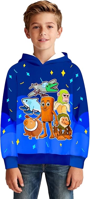 Boys Brain Funny 67Meme Hoodie Kids Long Sleeve Casual Hooded Sweatshirt
