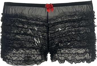 Womens Ruffled Bloomers Lace Trim Pettipants Panties See Through Booty Shorts Club Dance Underwear