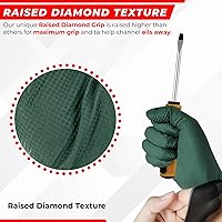 Vista 3 de Guantes industriales de nitrilo de 2 capas de 8.5 milésimas de pulgada de grosor, desechables, resistentes a desgarros, textura de diamante elevado