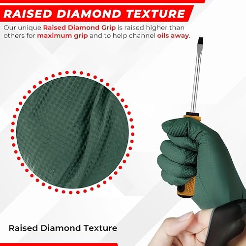 Miniatura 3 de GLOVEZILLA Guantes industriales de nitrilo de 2 capas de 8.5 milésimas de pulgada de grosor, desechables, resistentes a desgarros, textura de