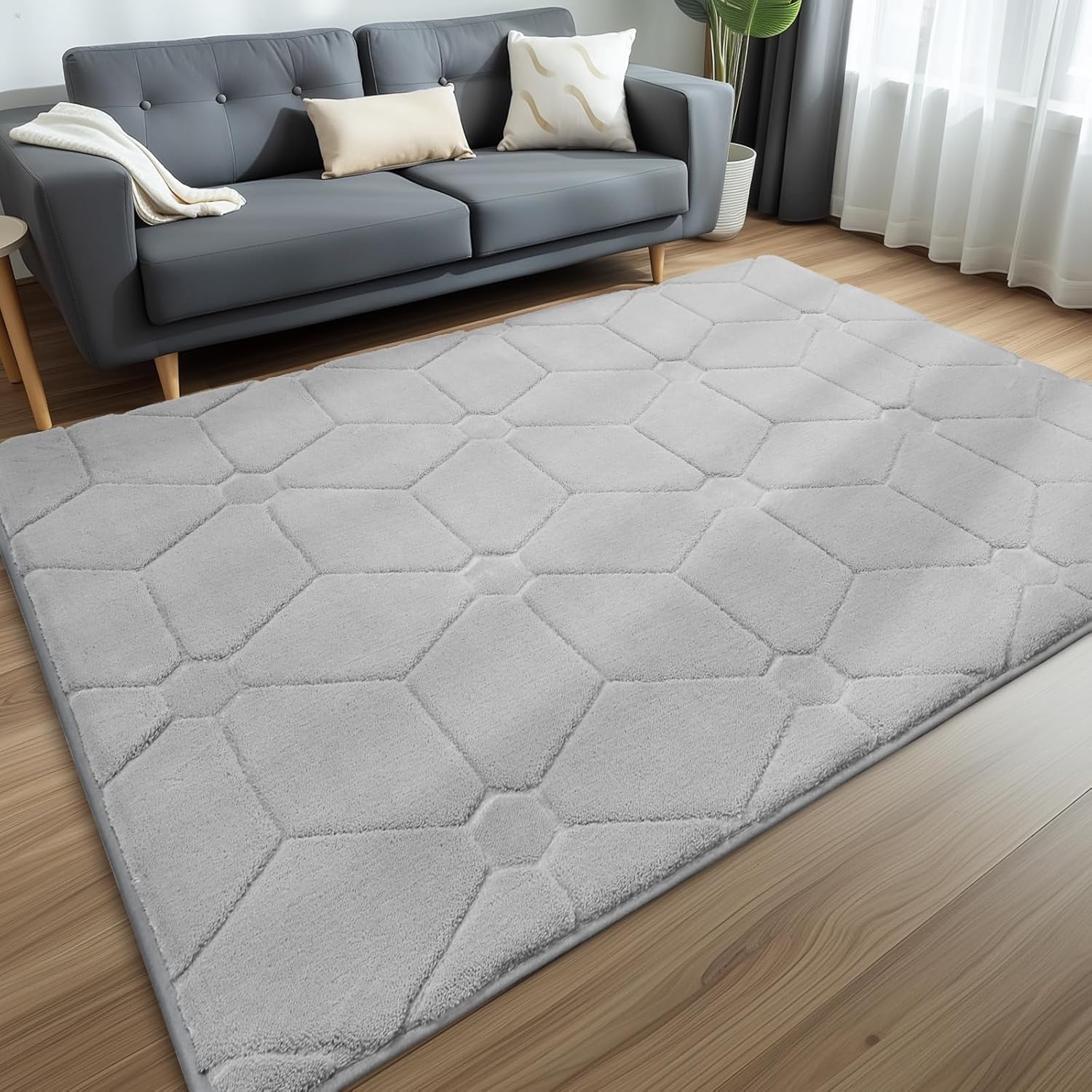 Sour Lemon Alfombra Gris Pelo Corto Moderna para Salón, Alfombra Dormitorio Suave Y Mullida, Alfombra Habitación Fácil de Limpiar, Parte Inferior Antideslizante, 200x300 cm