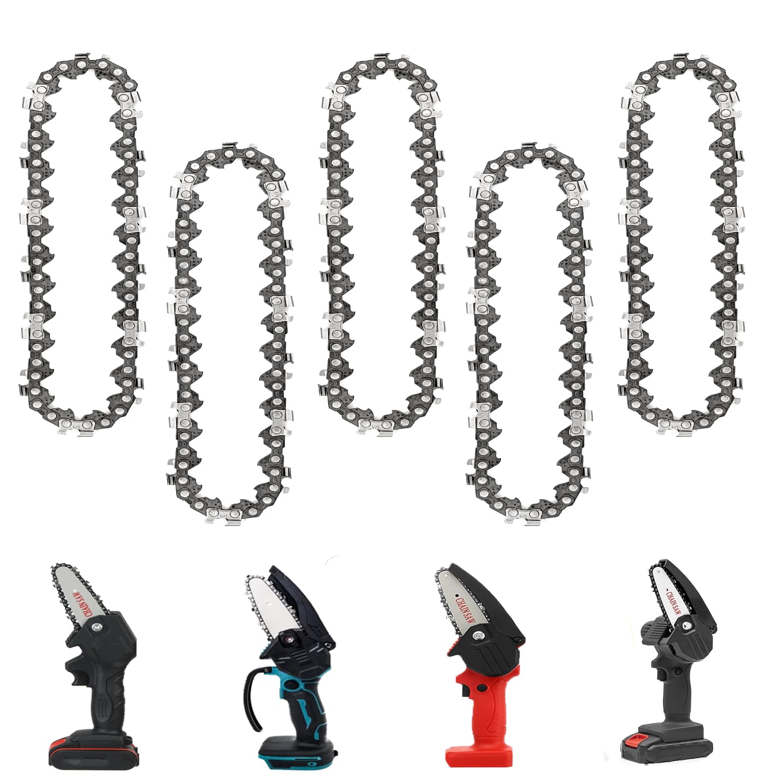WIRSHO 5 Pieces 4 Inch Mini Chainsaw Chain, 4" - 28DL