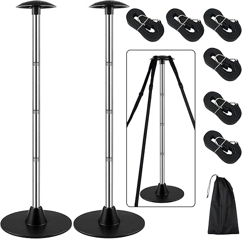 Vista 42 de Paquete de 2 postes de soporte para cubierta de barco, sistema de soporte de cubierta de barco de acero inoxidable con correa de cincha, extensión