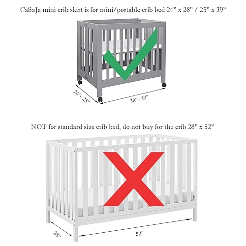 Miniatura 7 de CaSaJa Mini falda negra para cuna plisada, falda de cama de microfibra suave de aspecto sedoso con plataforma duradera para cunas mini y portátiles