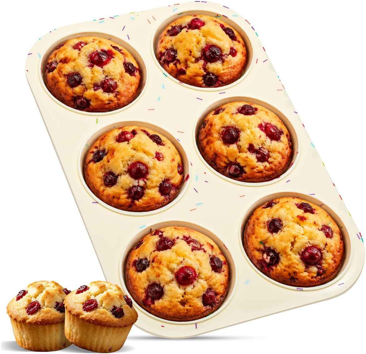 Silicone Muffin Pan for Baking, Large Muffin Pan 6 Cup Jumbo Size