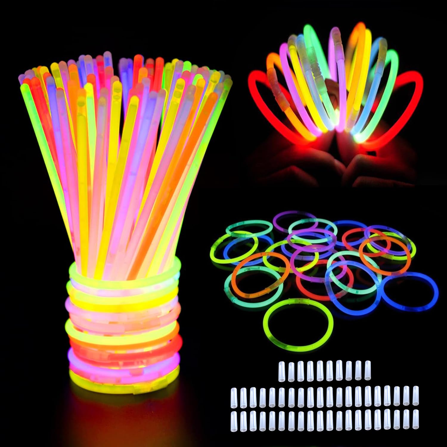 Party Propz Glow In The Dark Neon Bands 50Pcs Glowing Stick With