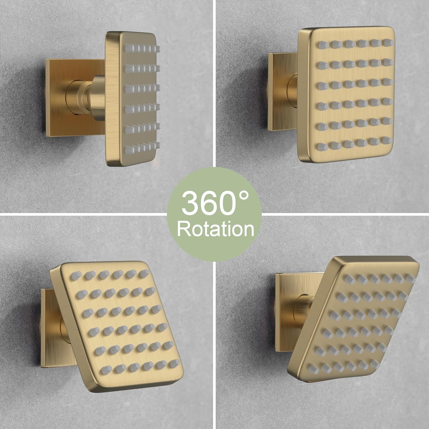 STARBATH Shower Body Spray Jets,3 inch Shower Body Jet Brass Square Brushed Gold Body Jet Sprays 36 Silicone Spray Heads and 216 Spout Holes NPT 1/2"-4PCS
