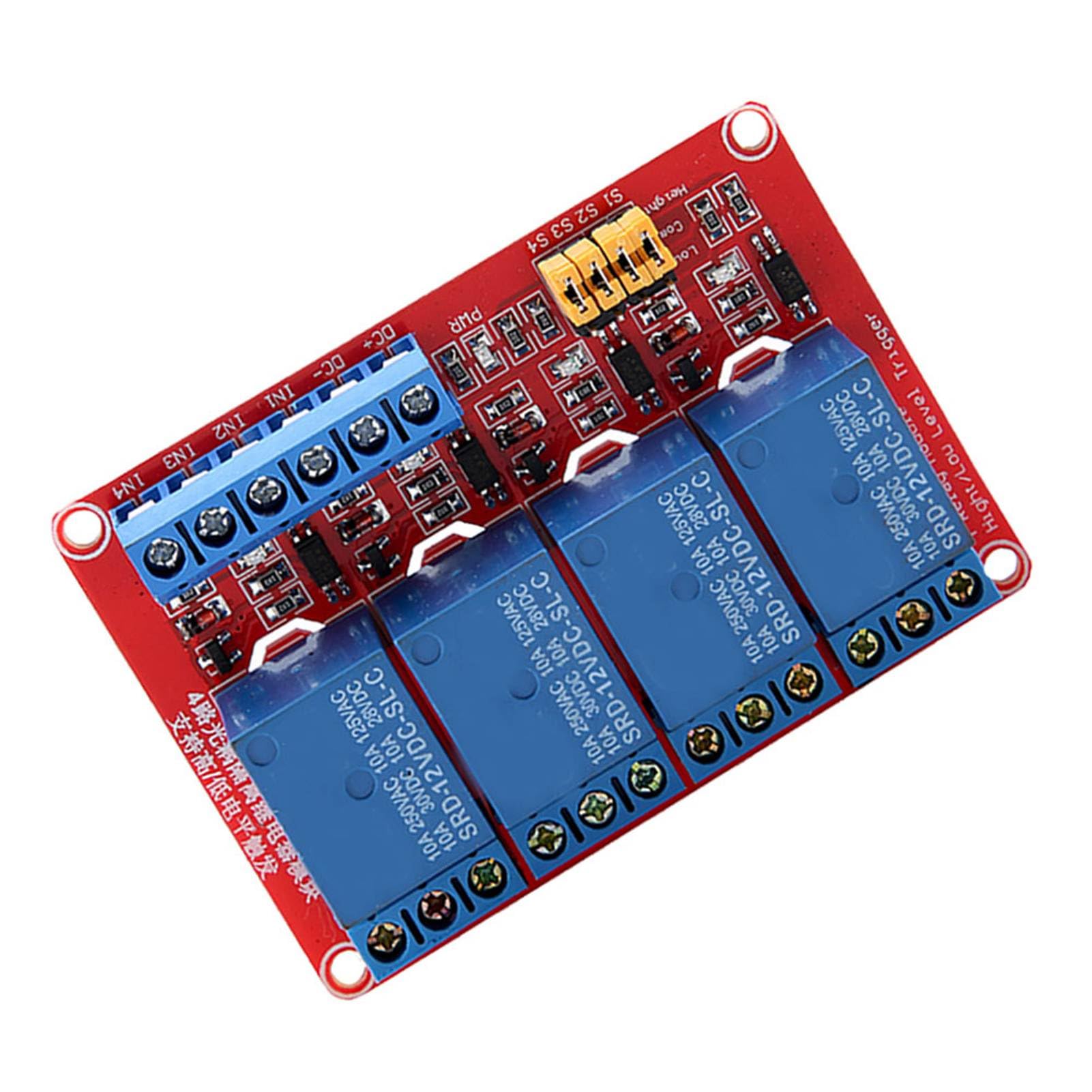5 V/12 V/24 VDC 4-kanałowy transoptor moduł przekaźnikowy High Low Level Trigger z lampką kontrolną (12 V)