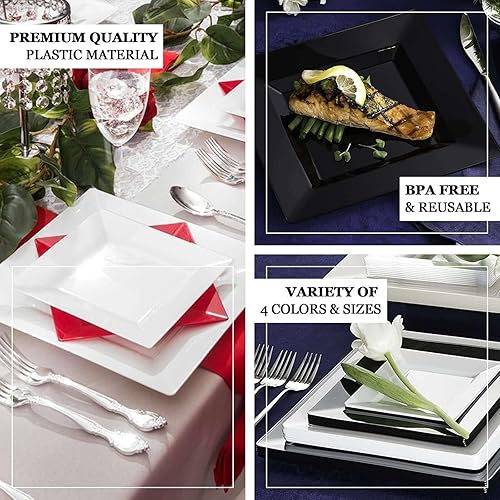 Miniatura 3 de Efavormart - Paquete de 50 platos cuadrados desechables de plástico de 6 pulgadas transparentes