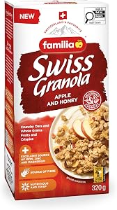 Bio Familia Apple & Honey Granola 320g, Swiss Crunchy Muesli, Apples & Sultanas with Honey & Vanilla, No Artificial Colours, Palm Oil Free Breakfast